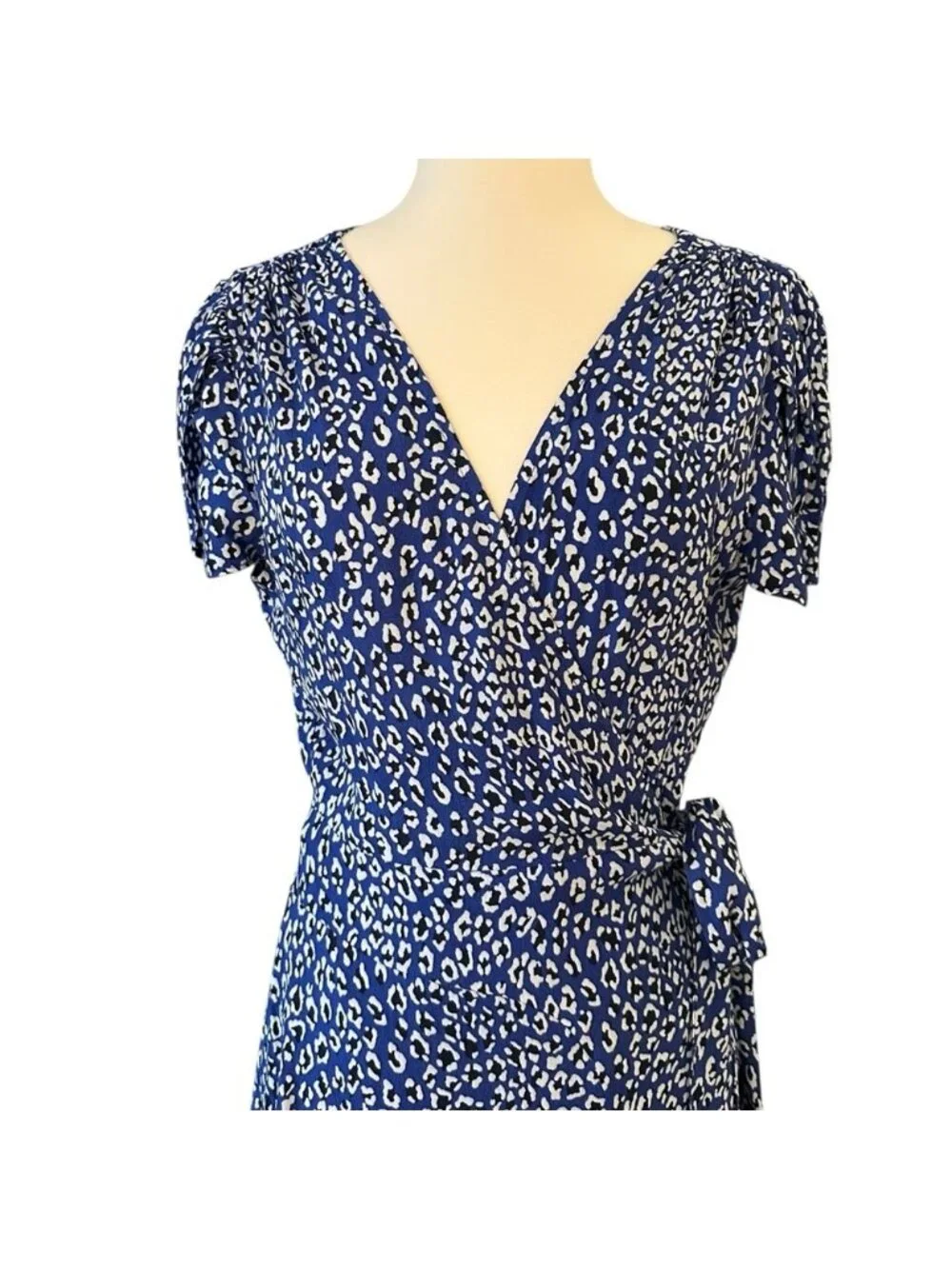 NWT Free People | Women's Blue White Animal Leopard Print Wrap Maxi Dress Size M
